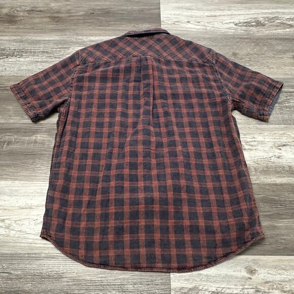 Carbon2Cobalt Red Gray Mens M Relaxed Fit Textured Plaid Rugged Button Up Shirt‎ - Picture 3 of 9